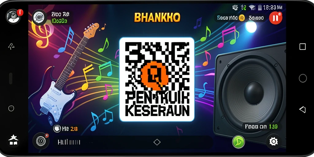 Screenshot gameplay 8QR menampilkan aksi seru permainan musik.