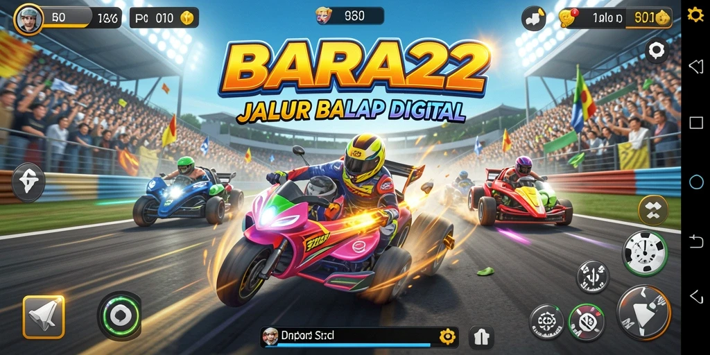 Tampilan seru aksi balapan di BARA22 dengan grafik yang realistis.