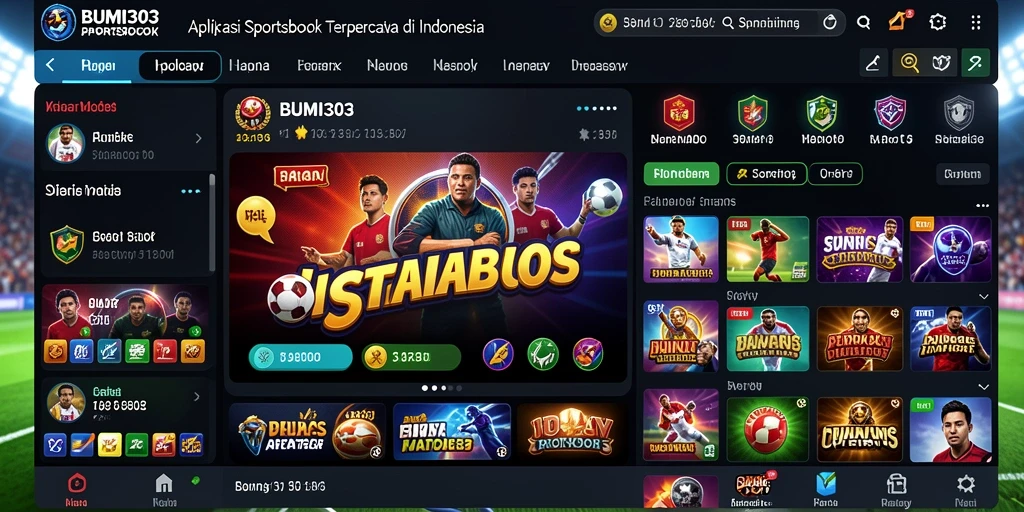 Tampilan antarmuka BUMI303 saat pengguna memasang taruhan olahraga.