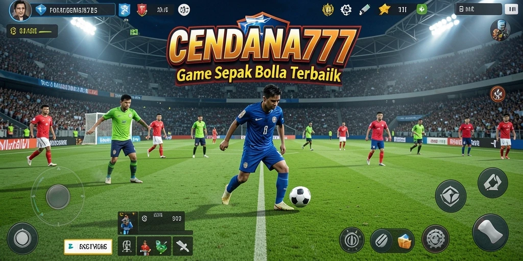 Screenshot CENDANA777 menampilkan aksi seru dalam permainan sepak bola.