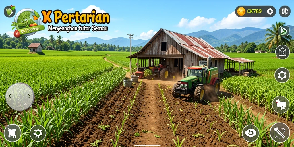 Screenshot CK789 menampilkan gameplay pertanian yang menyenangkan dan interaktif.