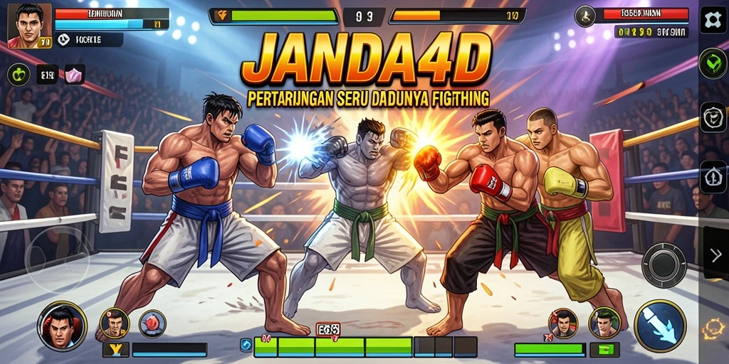 Tangkapan layar gameplay JANDA4D dengan aksi bertarung yang intens.