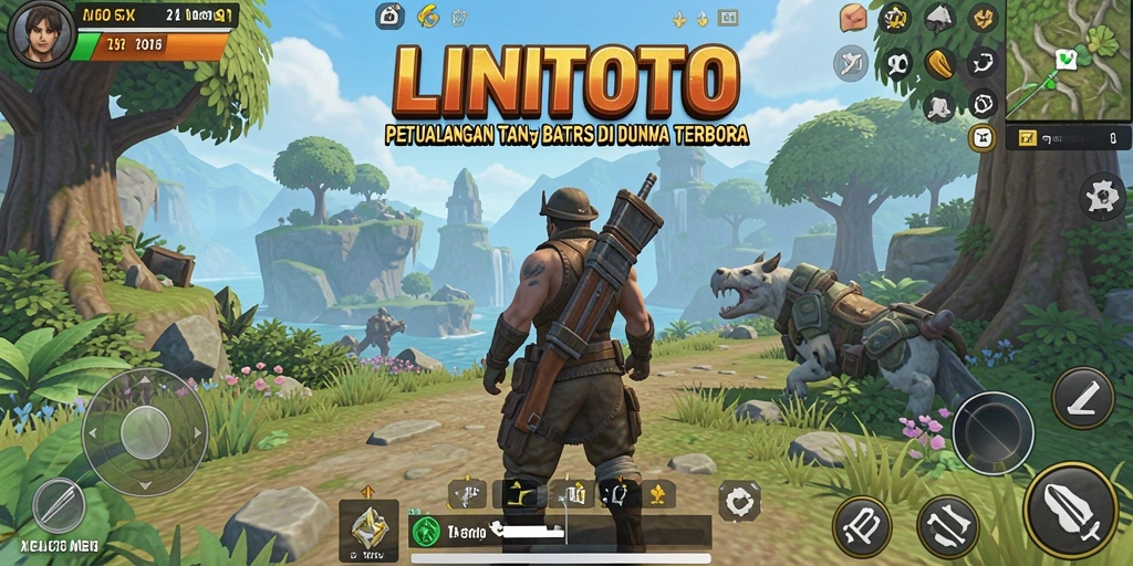 Tampilan game <strong>LINITOTO</strong> yang memukau dan penuh warna dalam dunia terbuka.