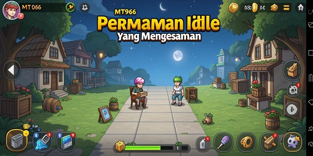 Tangkapan layar permainan MT966 menampilkan karakter yang sedang bertarung dan mengumpulkan sumber daya.