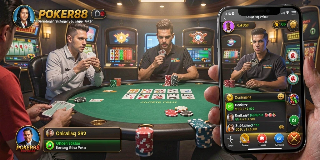 Tampilan gameplay POKER88 yang menegangkan dan strategis.