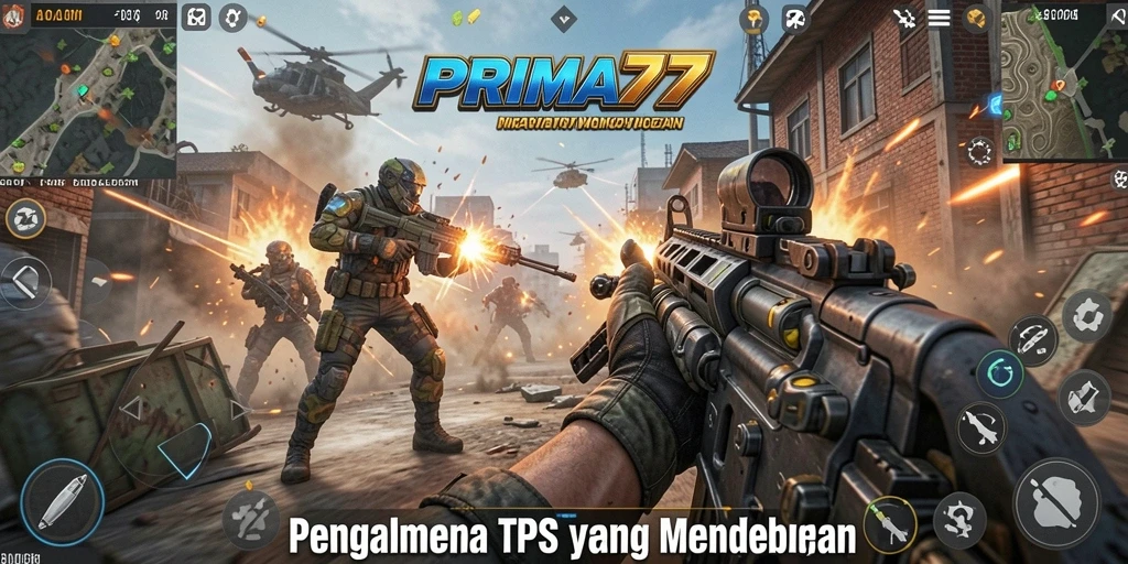 Tampilan gameplay mendebarkan PRIMA77 dalam aksi TPS.