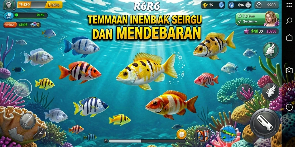 Screenshot gameplay R6R6 menampilkan keseruan Tembak Ikan yang mendebarkan.