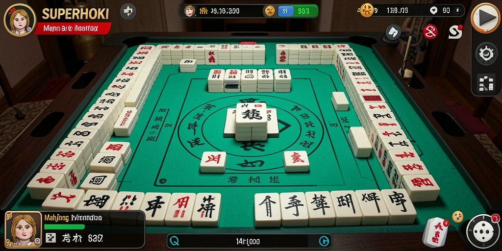 Tangkapan layar <strong>SUPERHOKI</strong> menampilkan gameplay Mahjong yang seru.
